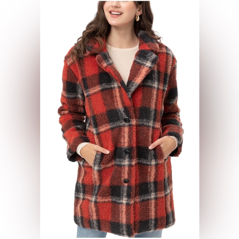 303 🎀 Red & Black Plaid Jacket Coat